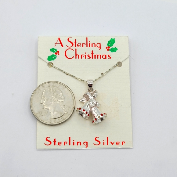 Kohl's Sterling Christmas Sterling Silver Rhinestone Bells Pendant Necklace - Picture 6 of 6
